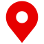 A solid red map marker with a circle in the center cut out