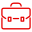 Outline of a briefcase with two buckles