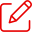 Outline of a square with a pencil writing in the right corner